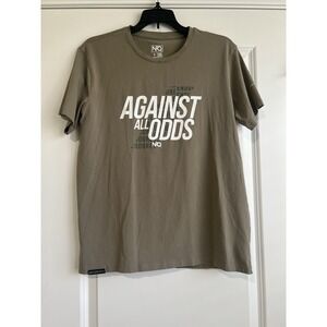 NFQ Men's Gray Green Short Sleeve T Shirt Against All Odds Size Small